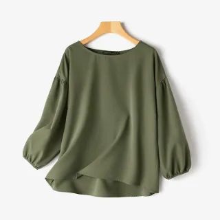 ZANZEA Women's Round Neck Drop Shoulder Lantern Sleeve Loose Casual Solid Blouses