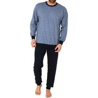 RELAX by Normann Pyjama Herren Schlafanzug langarm mit Bündchen in Minimal-Optik - 112 10 710