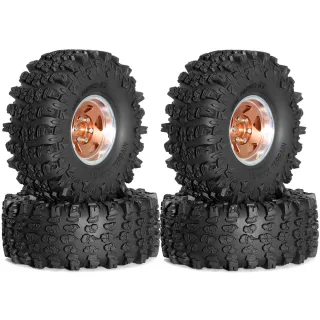 4PCS Upgraded 1.9 Inches Tires Aluminum Alloy Wheel Rims for 1/10 Axial SCX10 III Yikong YK4107 RGT Rock Crawler Climbin