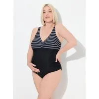Ulla Popken Badeanzug Badeanzug Streifen Umstandsmode Softcups Schwangerschaft