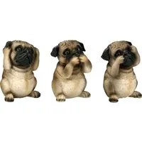 Figuren Shop GmbH Tierfigur Drei weise Mops Figuren - Nichts Böses - lustige Tierfiguren
