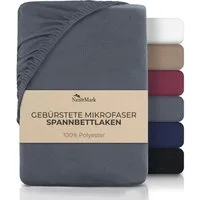 NatureMark Spannbettlaken Gebürstete Mikrofaser, Polyester, Gummizug: rundum, viele Größen und Farben Markenware (90x200 cm, Anthrazit grau)