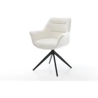 DELIFE Polsterstuhl Kaira-Flex, Kreuzgestell breit Schwarz Bouclé Soft Beige 360° drehbar Wippfunktion