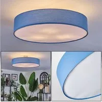 hofstein Deckenleuchte Deckenlampe aus Metall/Stoff/Kunststoff in Nickel-matt/Blau/Weiß, ohne Leuchtmittel, runde Leuchte im modernen Design (60 cm), E27, Esszimmer, Wohnzimmer