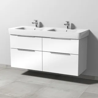 Sanipa 3way Waschtischunterbau zu Geberit Renova Plan Waschtisch mit 4 Auszügen, Weiß-Glanz UF88278