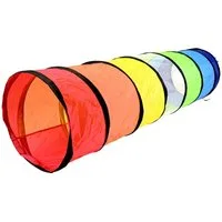 COFI 1453 Spieltunnel Regenbogen Kindertunnel Krabbeltunnel Bunt 180 cm