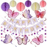 CLTYQ Dekohänger Geburtstagsdeko, Happy Birthday Banner, Party Dekoration (16 St), Happy Birthday Girlande, Wabenbälle,für Geburtstags Party deko