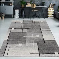 TeppichHome24 Teppich Moderner Teppich mit abstrakten Quadraten schwarz grau, rechteckig