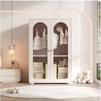 Flieks Kinderkleiderschrank (1-St) 2-türiger Schrank mit Kleiderstange Acryl-Transparenttüren 80×50×120cm