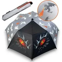 HECKBO Taschenregenschirm Magic Kinder Jungen Mädchen Regenschirm wechselt bei Regen die Farbe, mit Reflektoren an der Seite