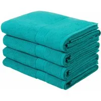 OTTO home Duschtücher Juna, als Set und Serie erhältlich, 4 Duschtücher, 70x140cm, Walkfrottee (4-St), Handtuch Set, 100% Baumwolle, mit Bordüre, Uni-Farben, weich