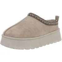 Ital-Design Die bequemen Plateau-Slipper Hausschuh (87475110) Flach Stiefeletten in Khaki
