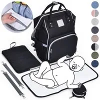 Daliya® Wickeltasche PAKMI Wickelrucksack, Kinderwagentaschen, Mamabag (Set, 5-tlg., Befestigungsriemen), Thermofächer, Schnuller Aufbewahrung, Wickelunterlage, hochwertig