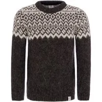 KIDKA Wollpullover Isländischer Strickpullover für Damen / Herren - Farbe schwarz / weiß - aus rauer isländischer Wolle
