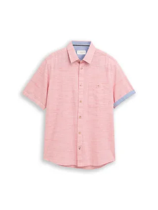 Tom Tailor - Regular Fit Kurzarmhemd aus Baumwolle orange red horizontal stripe - Gr. - L