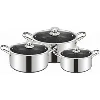 Cheffinger Topf-Set Kochtopf Kasserolle Topf Set 6-tlg Edelstahl Induktion Cheffinger, Material: Edelstahl, Glas
