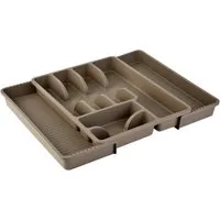 Engelland Besteckkasten Ausziehbarer Besteckeinsatz für Schubladen 30-50 cm (Vorteils-Set, 1 St., 29 - 51 x 38 x 5 cm, variabel ausziehbar, für alle Schubladen), 8 Fächer, robust, Kunststoff, Besteckkorb, Besteckhalter, Organizer