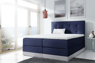 Boxspringbett Schlafzimmerbett BALEA 200x200cm Blau-Hellgrau