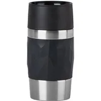 Emsa Thermobecher Travel Mug Compact, Edelstahl, Kunststoff, Silikon, 0,3L, Edelstahl, 3h warm/6h kalt, 360°Trinköffnung, spülmaschinenfest