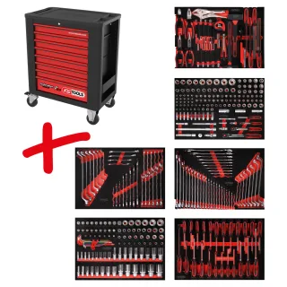 KS Tools Performanceplus Werkstattwagen-Satz P15 mit 366 Werkzeugen für 6 Schubladen - 815.6366