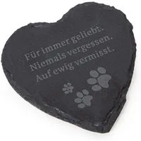 Logbuch-Verlag Dekofigur Kleines Herz Gedenkstein Andenken für Tiere 12 x 12 cm Schieferplatte