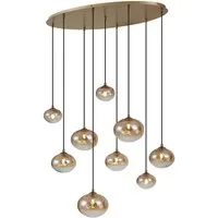 Qazqa Pendelleuchte Jia, ohne Leuchtmittel, Warmweiß, QAZQA Hängeleuchte, g9, gold, Stahl, Art Deco