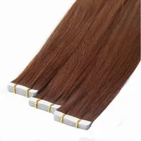 hair2heart Echthaar-Extension Premium Tape Extensions #6/34 dunkelblond gold rot 60cm
