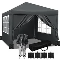 Woltu Pavillon, mit 4 Seitenteilen, Faltpavillon 3x3m, mit 4 Seitenteilen und 4 Sandsäcke