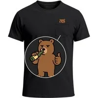 MoonWorks Print-Shirt Herren T-Shirt mit Brusttasche Fun-Shirt mit Bär Brustprint Aufdruckl mit Print