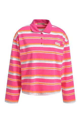 Smith&Soul - Relaxed Rugby Longsleeve Multistriped fuchsia - Gr. - L