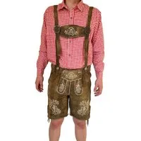 Dretaild Trachtenhose Premium Herren Lederhose kurz Ziegenleder mit