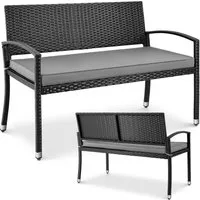 TLGREEN Gartenbank 2-Sitzer Rattan-Sofa mit Kissen (Komfortable Gartenlouge aus Wettersicherem PE-Rattan, Stabiler Metallrahmen, Terrassenmöbel Set für Außenbereich), Outdoor Sofa für Garten/Terrasse/Balkon