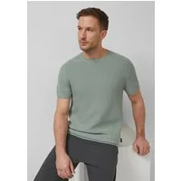 s.Oliver Kurzarmpullover Strickpullover Strukturiertes Strick-Shirt mit Rippbündchen