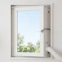 BOSCH Fenster-Set Erweiterung Window Kit, Zubehör für alle mobilen Klimageräte mit Standard Abluftschlauch von 15cm, Abdichtung zwischen Klimaanlage und Kipp-Fenster mit seitl. Scharnier
