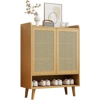 Merax Sideboard mit Rattantüren, Highboard,Kommode,Anrichte Landhaus,Höhe:105,2cm
