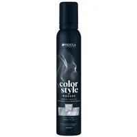 Indola Haarfestiger INDOLA Color Style Mouse Farb-Schaumfestiger Silber 200 ml, Packung, das Mousse bietet Glanz, Pflege und flexible Farbveränderung