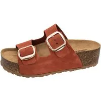 Fischer-Markenschuh Aurelia Pantolette mit Plateau, aus Veloursleder, ergonomisches Lederfußbett