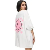 Worldclassca T-Shirt Worldclassca Oversized Print SMILE HAPPY T-Shirt Sommer Oberteil