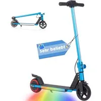 Vankel Elektro-Kinderroller klappbar, Lenksäulenlicht, mit Haken, EBS + Fußbremse, 6–15 Jahre, 150W Motor, 5–9 km Reichweite, 50kg Traglast, Vollgummireifen