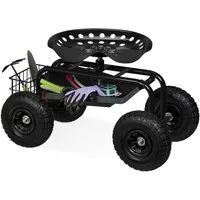 relaxdays Rollsitz Fahrbarer Gartensitz mit Stauraum, schwarz