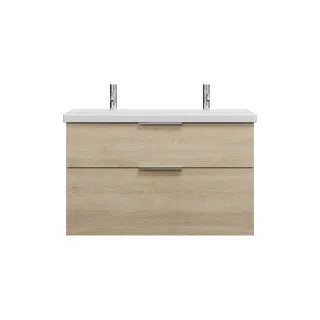 Burgbad Keramik Waschtisch-Set Eqio Eiche Dekor Cashmere/Alpinweiss, SEYR103F3180C0001 SEYR103F3180C0001