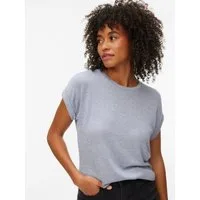 Vero Moda Kurzarmpullover VMBRIANNA SS O-NECK PULLOVER BOO REP mit überschnittenen Schultern mit Umschlagsaum