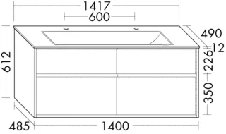 Burgbad Keramik-Waschtisch+Wtu Uomo Preisgruppe 1 Kieselgrau Matt/Taupe, SHNS142F7448C0040 SHNS142F7448C0040