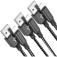 Alpha Electronics iPhone Daten-Ladekabel 3er Set Schwarz Smartphone-Kabel, Standard-USB, Lightning, USB Typ A (100 cm), Schnelles Laden & Datenübertragung, Robuste Ausführung