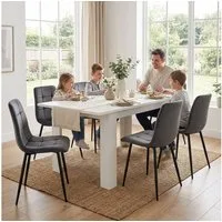 Homestyle4u Esstisch ausziehbar 80x120 auf 80x160 Holztisch Küchentisch Holz modern, Weiß, ausziehbar auf 80x160, Esszimmertisch