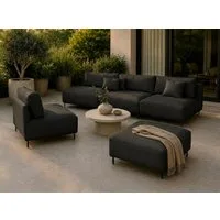 A&J MöbelLand GmbH Gartenlounge-Set Outdoor Lounge Set SUN – Sofa, Sessel und Hocker, (Outdoor Lounge Set für Garten und Terrasse, 3-teiliges modernes Garten Lounge Set), Wetterfestes Lounge Set für Garten und Terrasse