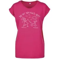 Youth Designz Print-Shirt Die Mit Hund Geht" Damen T-Shirt Statement Geschenk Frauen Motiv mit stylischen Frontprint für Frauen