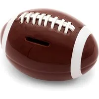 40YARDS Spardose American Football Spardose aus Keramik – Sparschwein mit Leder-Naht, Echtleder-Naht, Maße: 14 x 9,5 x 10 cm
