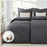 Topfinel Bettwäsche 135 x 200 baumwolle weich hautfreundlich Allergiker Baby ganzjährig, Baumwolle, 4 teilig, bettwäsche-sets 135 X 200 mit reißverschluss grau Einfarbig Modern