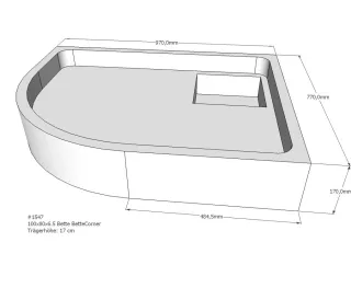 Neuesbad Wannenträger für Bette Corner 100x80x6,5 Viertelkreis SD22720